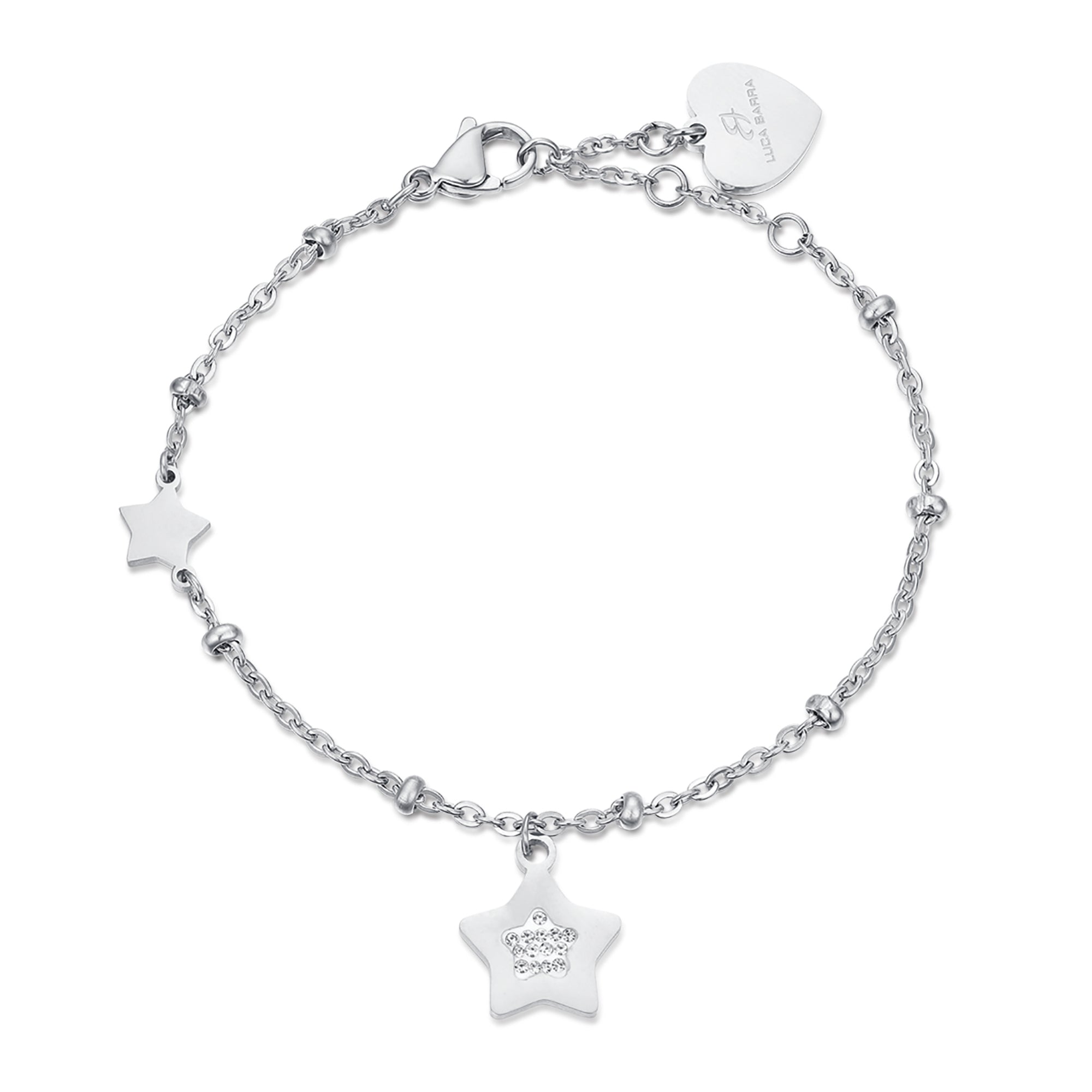 BRACCIALE IN ACCIAIO CON STELLE CON CRISTALLI BIANCHI