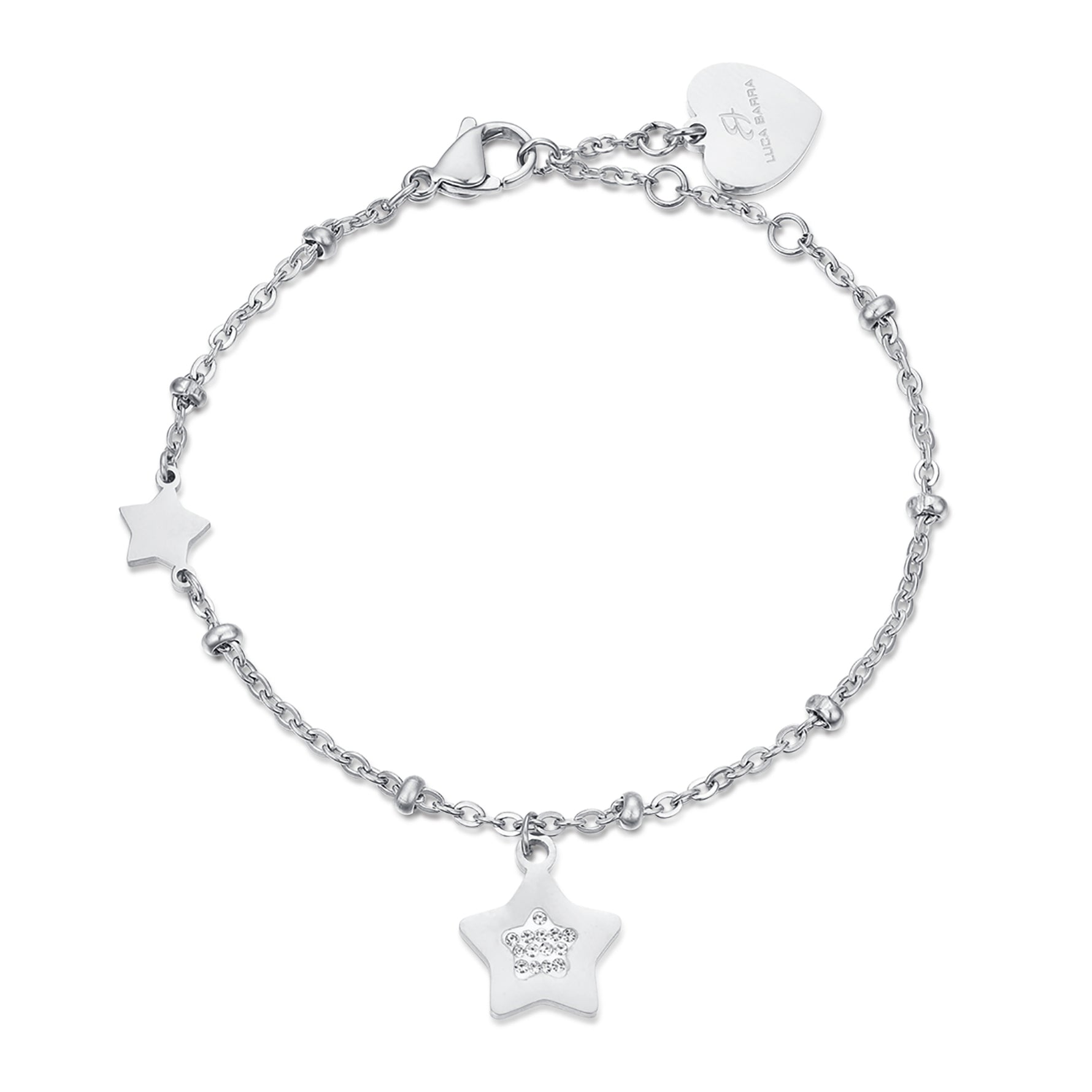 BRACCIALE IN ACCIAIO CON STELLE CON CRISTALLI BIANCHI