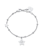 BRACCIALE IN ACCIAIO CON STELLE CON CRISTALLI BIANCHI
