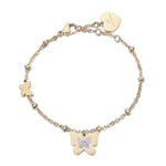 BRACCIALE IN ACCIAIO IP GOLD CON FARFALLE CON CRISTALLI BIANCHI