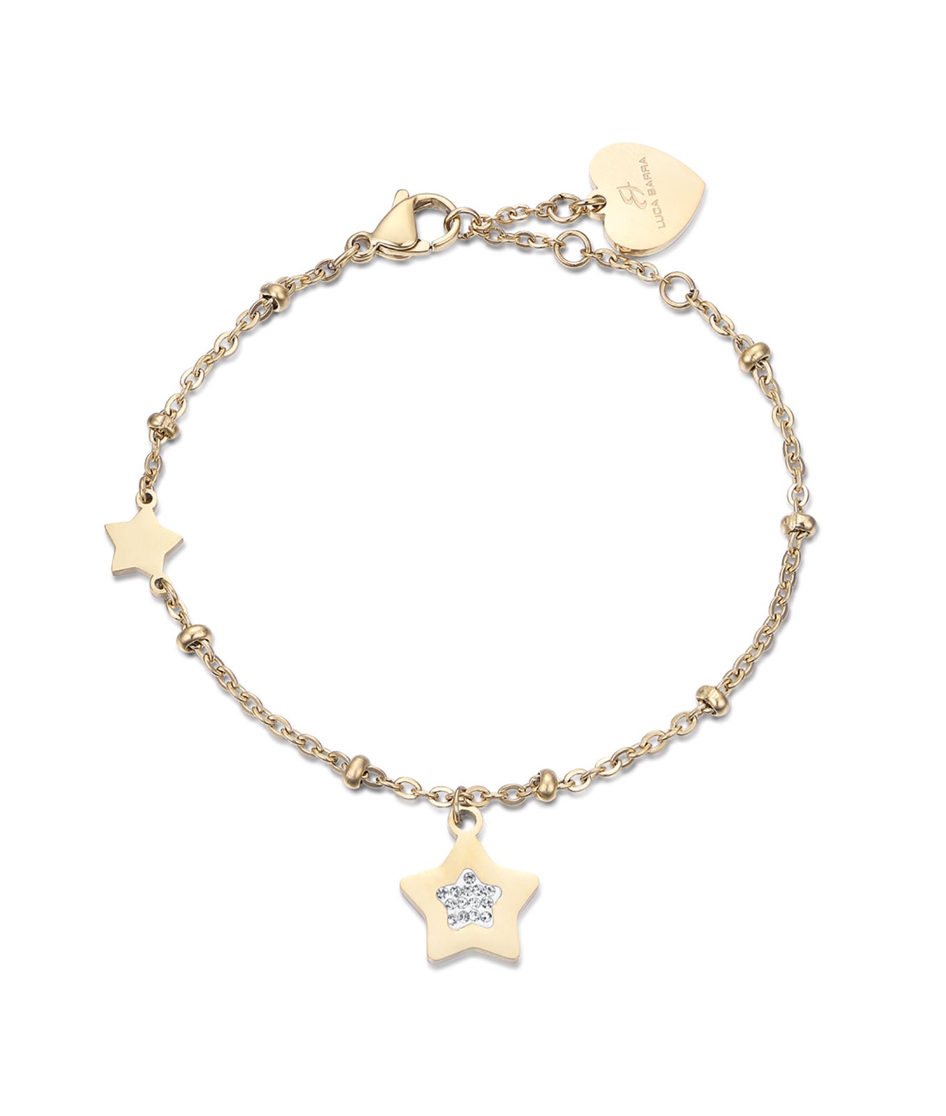 BRACCIALE IN ACCIAIO IP GOLD CON STELLE CON CRISTALLI BIANCHI