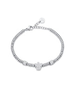 BRACCIALE IN ACCIAIO CON ANGELO CON CRISTALLI BIANCHI