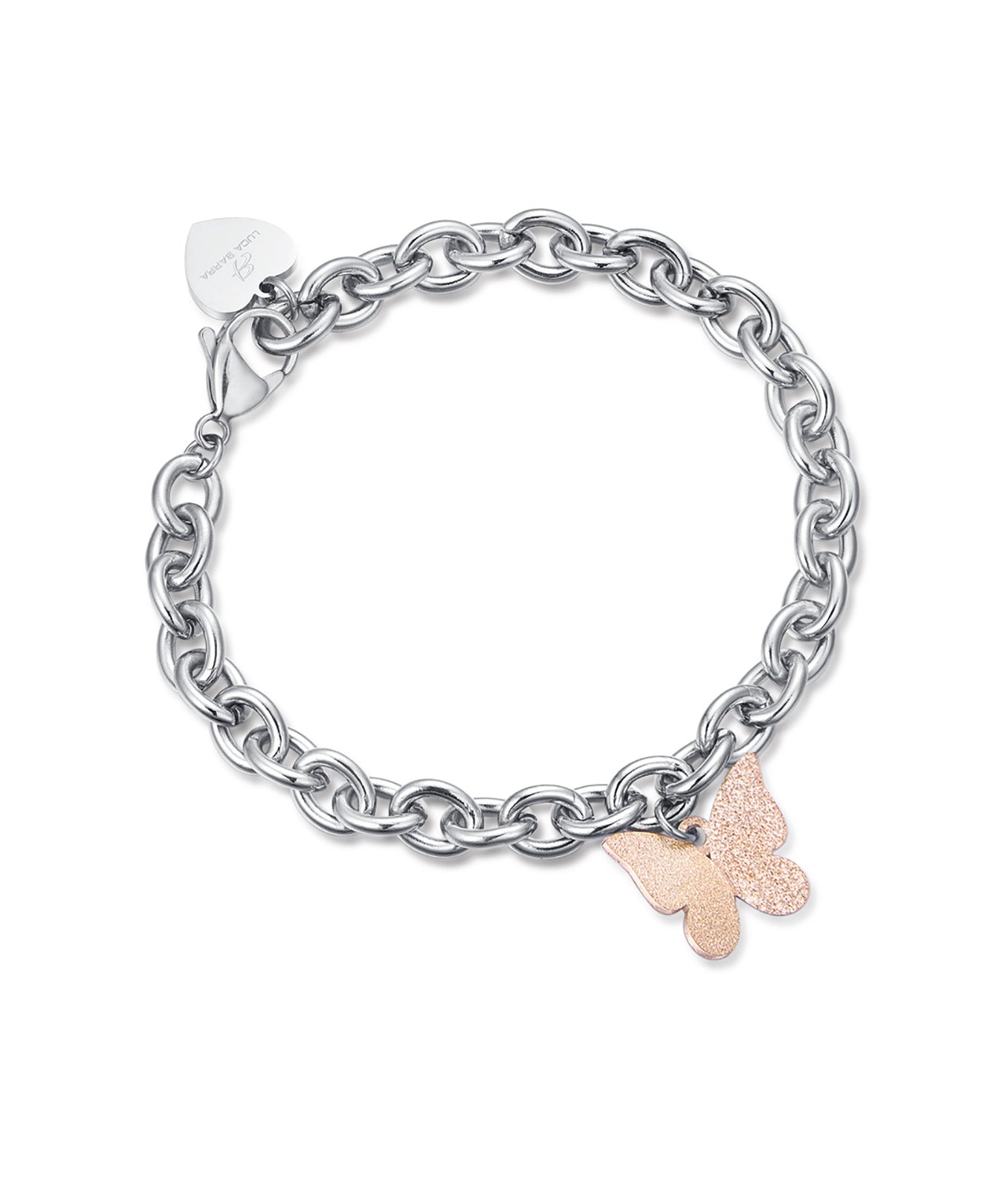 BRACCIALE IN ACCIAIO CON FARFALLA IP ROSE