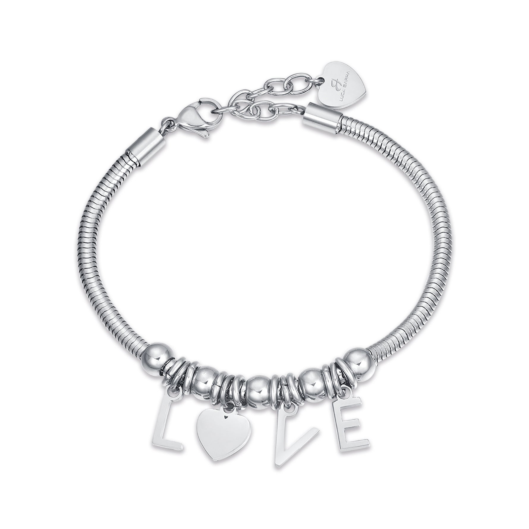 BRACCIALE IN ACCIAIO CON CHARMS LOVE
