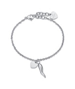 BRACCIALE IN ACCIAIO CON CUORE E CORNO