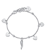 BRACCIALE IN ACCIAIO CON CUORI E CORNO