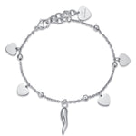 BRACCIALE IN ACCIAIO CON CUORI E CORNO