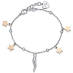 BRACCIALE IN ACCIAIO CON STELLE IN ACCIAIO IP GOLD E CORNO