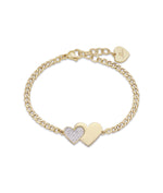 BRACCIALE IN ACCIAIO IP GOLD CON CUORI  E CRISTALLI BIANCHI