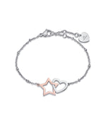 BRACCIALE IN ACCIAIO CON CUORE IN ACCIAIO E STELLA IN ACCIAIO IP ROSE