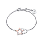 BRACCIALE IN ACCIAIO CON CUORE IN ACCIAIO E STELLA IN ACCIAIO IP ROSE