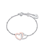 BRACCIALE IN ACCIAIO CON CUORI IN ACCIAIO E ACCIAIO IP ROSE