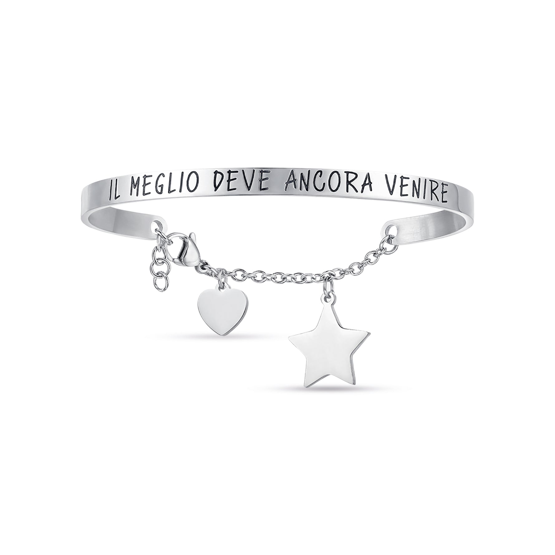 BRACCIALE DA DONNA IN ACCIAIO CON SCRITTA IL MEGLIO DEVE ANCORA VENIRE