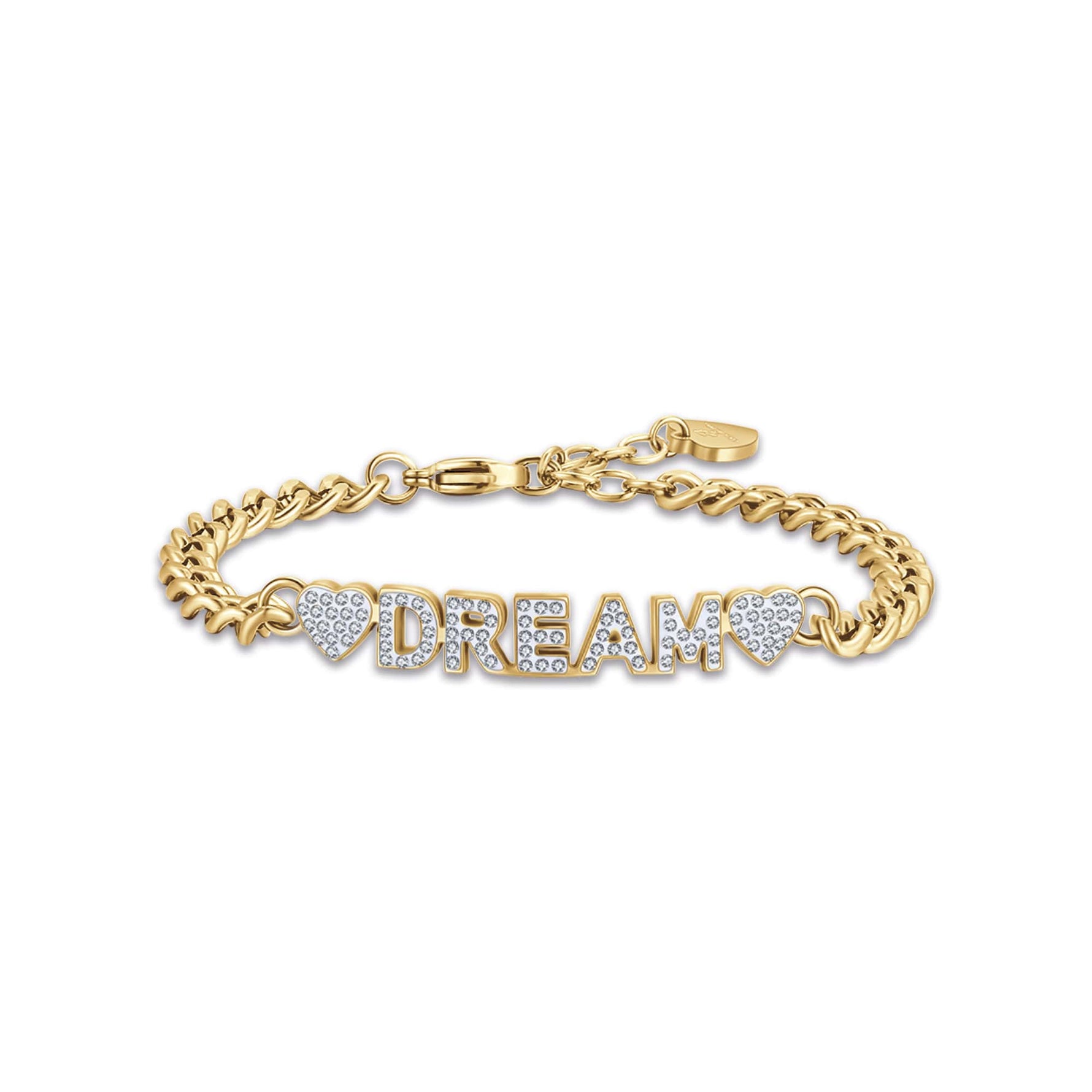 BRACCIALE DA DONNA IN ACCIAIO DORATO DREAM CON CRISTALLI BIANCHI