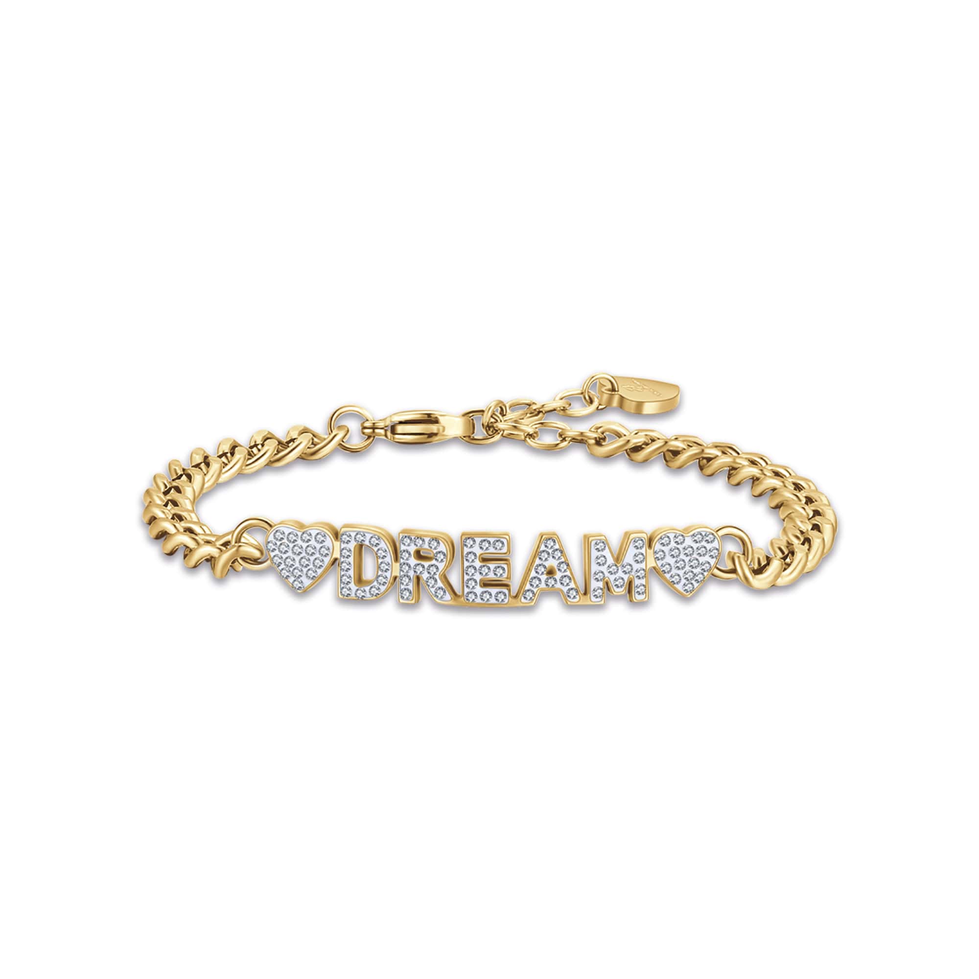 BRACCIALE DA DONNA IN ACCIAIO DORATO DREAM CON CRISTALLI BIANCHI