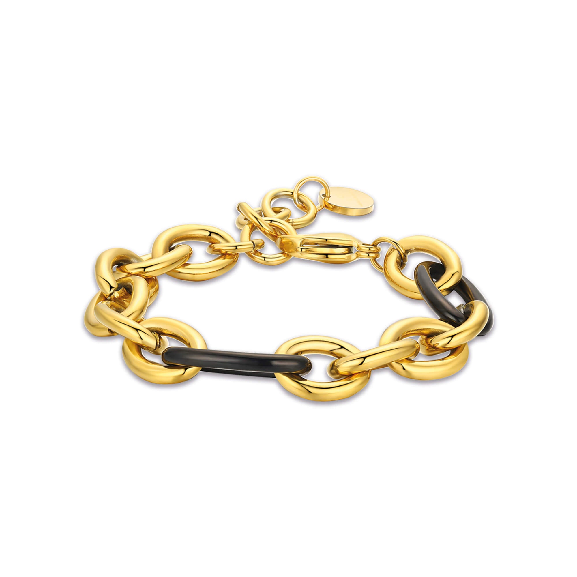 BRACCIALE IN ACCIAIO IP GOLD E ACCIAIO IP NERO