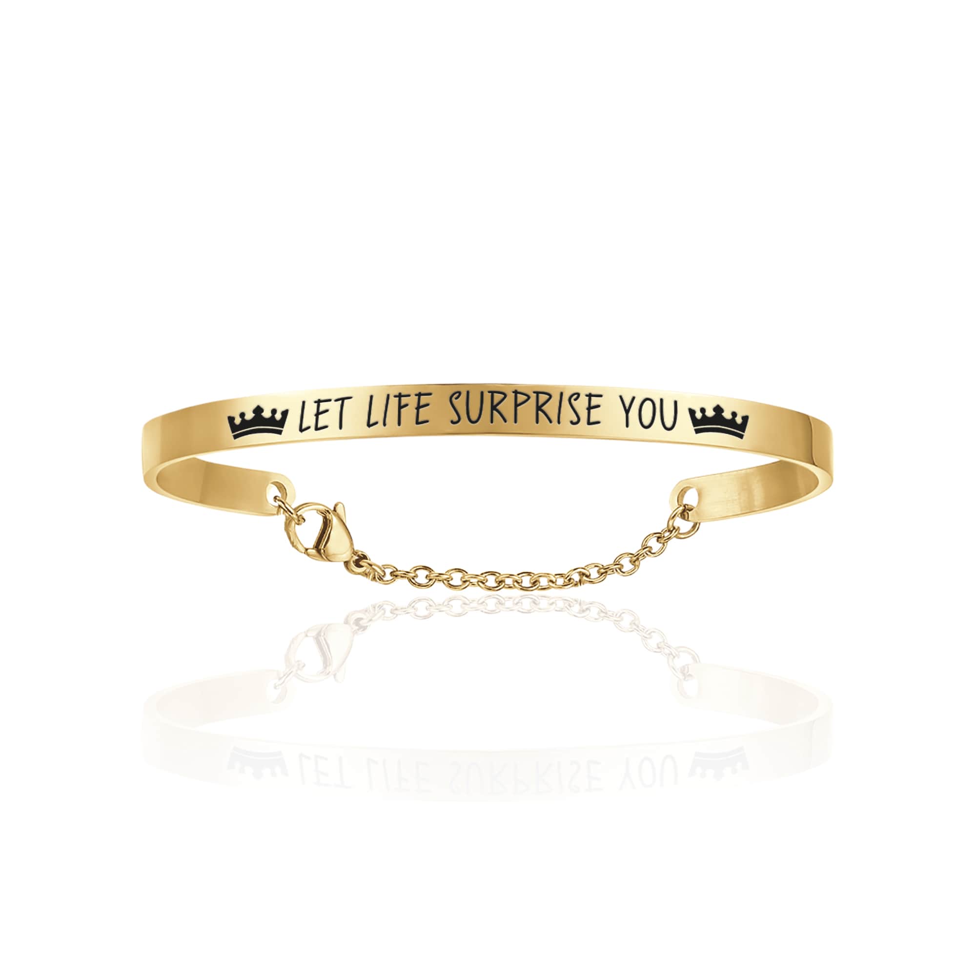 BRACCIALE DA DONNA IN ACCIAIO DORATO LET LIFE SURPRISE YOU