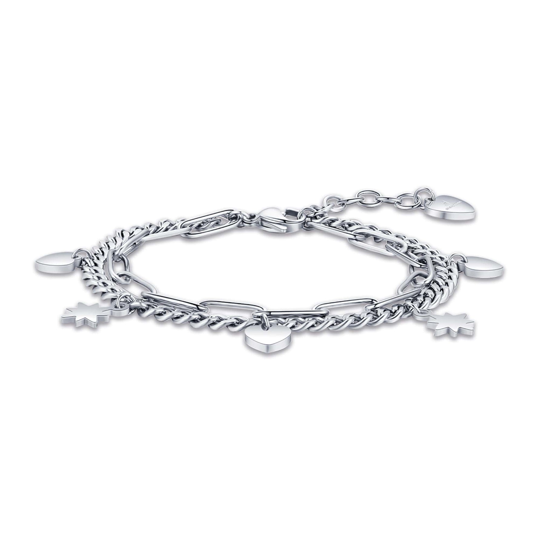 BRACCIALE DA DONNA IN ACCIAIO CON CUORI E STELLE