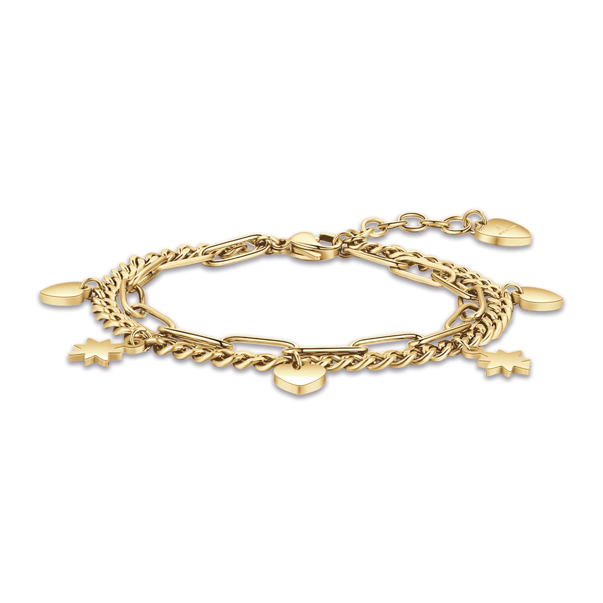 BRACCIALE DA DONNA IN ACCIAIO DORATO CON CUORI E STELLE
