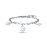 BRACCIALE DA DONNA IN ACCIAIO CON LUNA, CUORE LUCCHETTO E STELLA