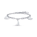 BRACCIALE DA DONNA IN ACCIAIO CON CUORE, SCARPA E STELLA