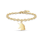 BRACCIALE DA DONNA IN ACCIAIO DORATO CON UNICORNO