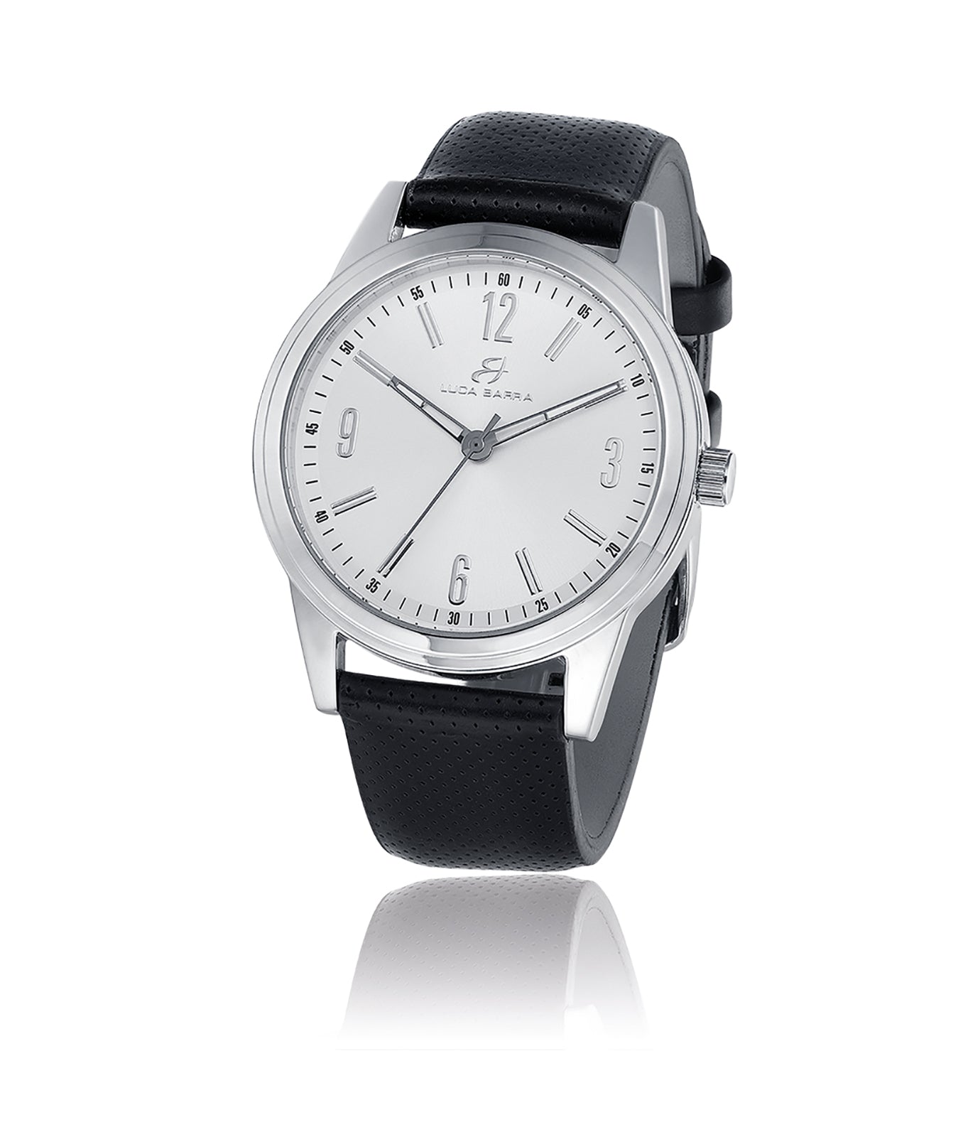 OROLOGIO CASSA IN ACCIAIO QUADRNATE SILVER BRACCIALE IN CUOIO NERO
