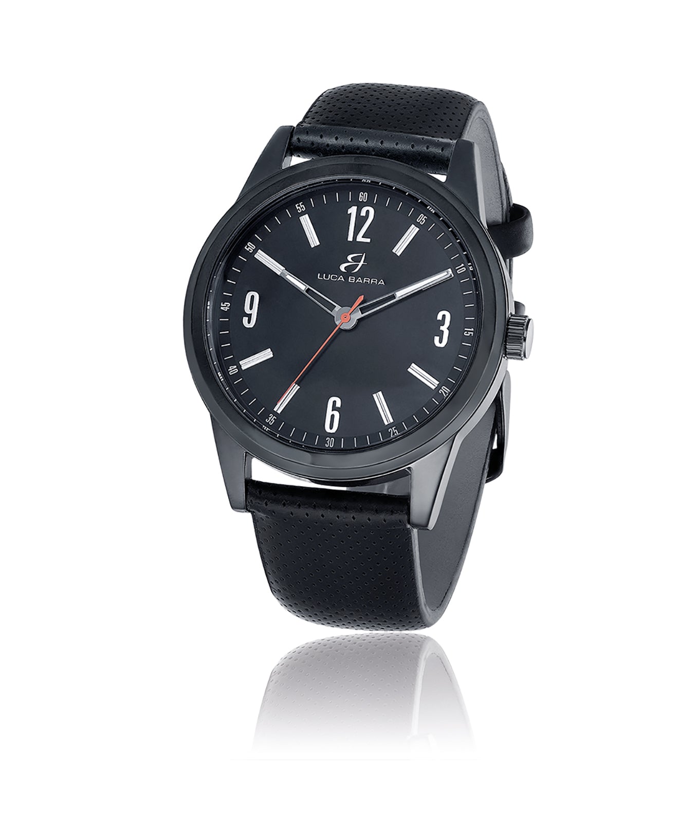 OROLOGIO CASSA IN ACCIAIO IP NERO QUADRANTE IP NERO BRACCIALE IN CUOIO NERO