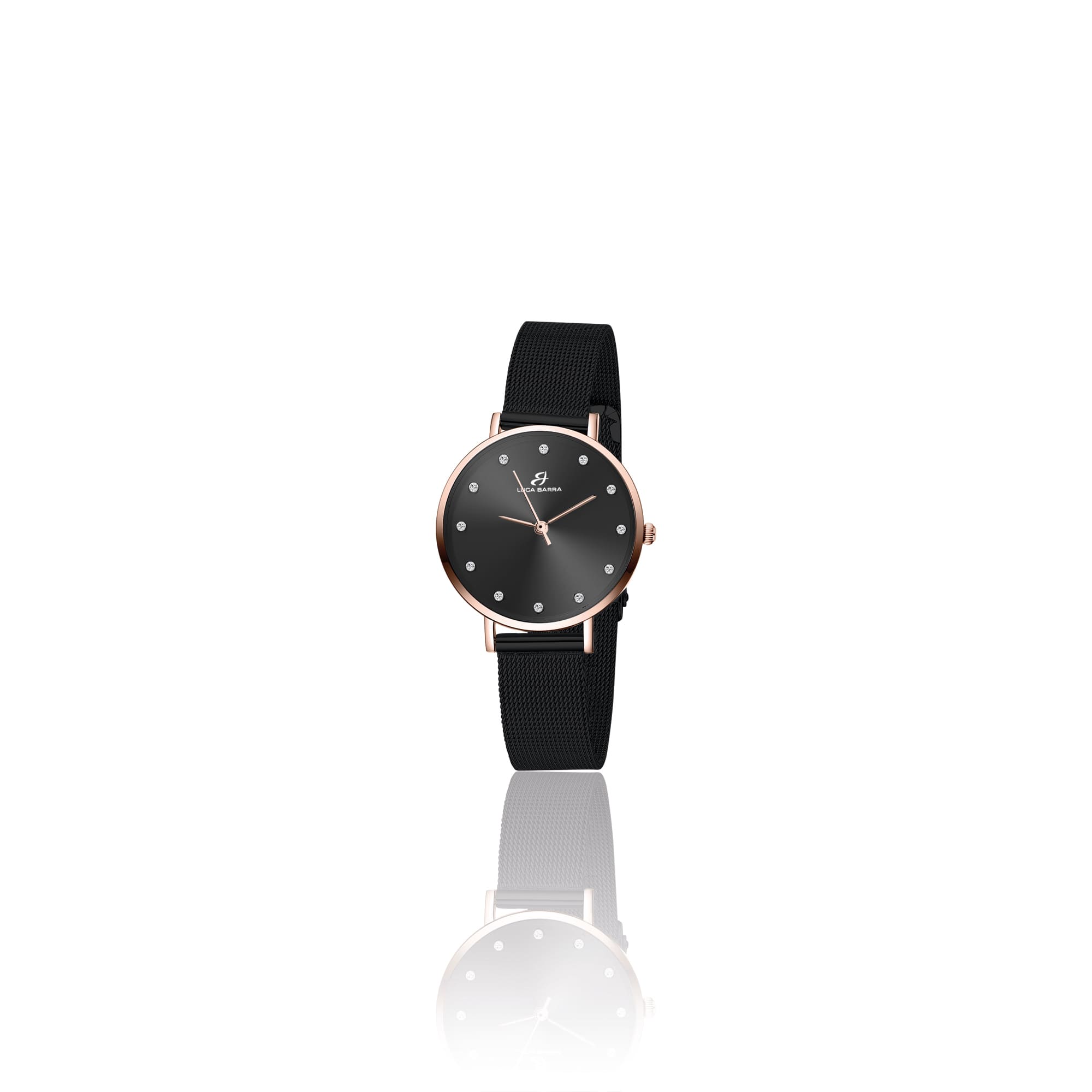 OROLOGIO DA DONNA IN ACCIAIO NERO CON CASSA IN ACCIAIO ROSA
