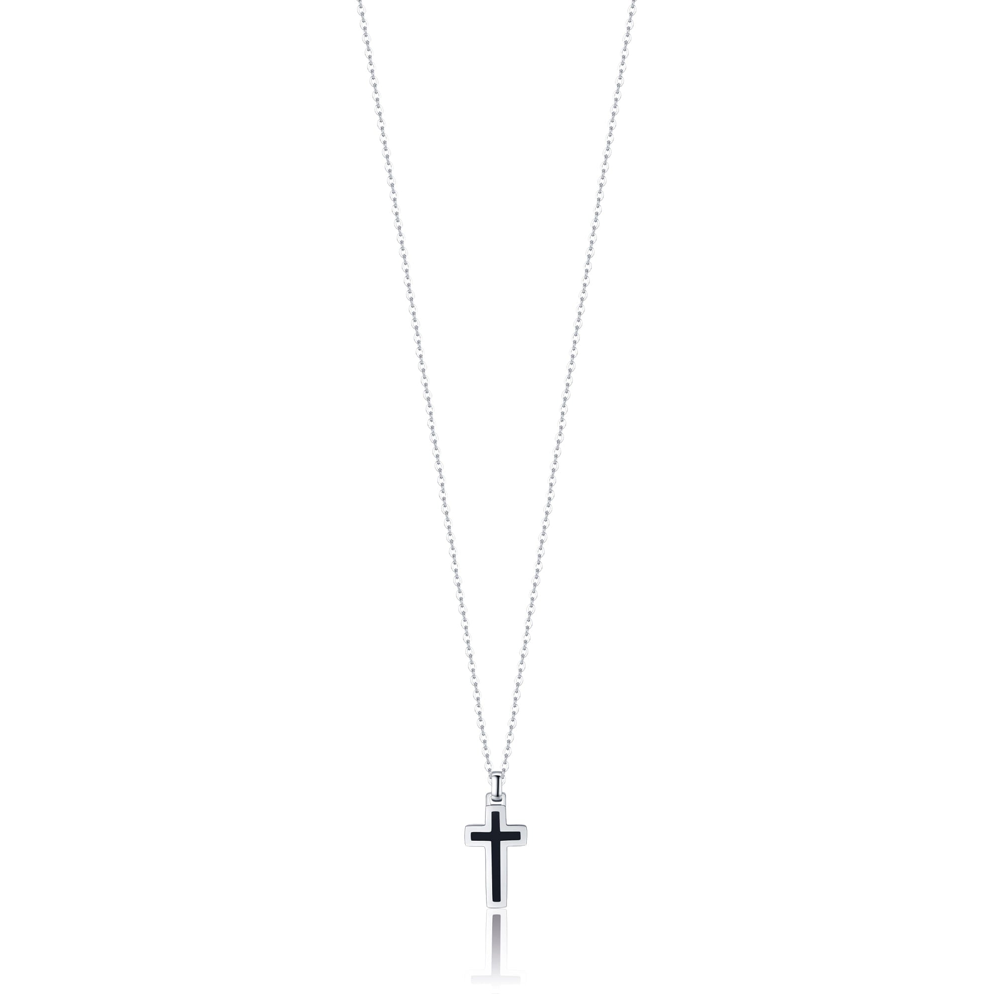 COLLANA DA UOMO IN ACCIAIO CON CROCE NERO