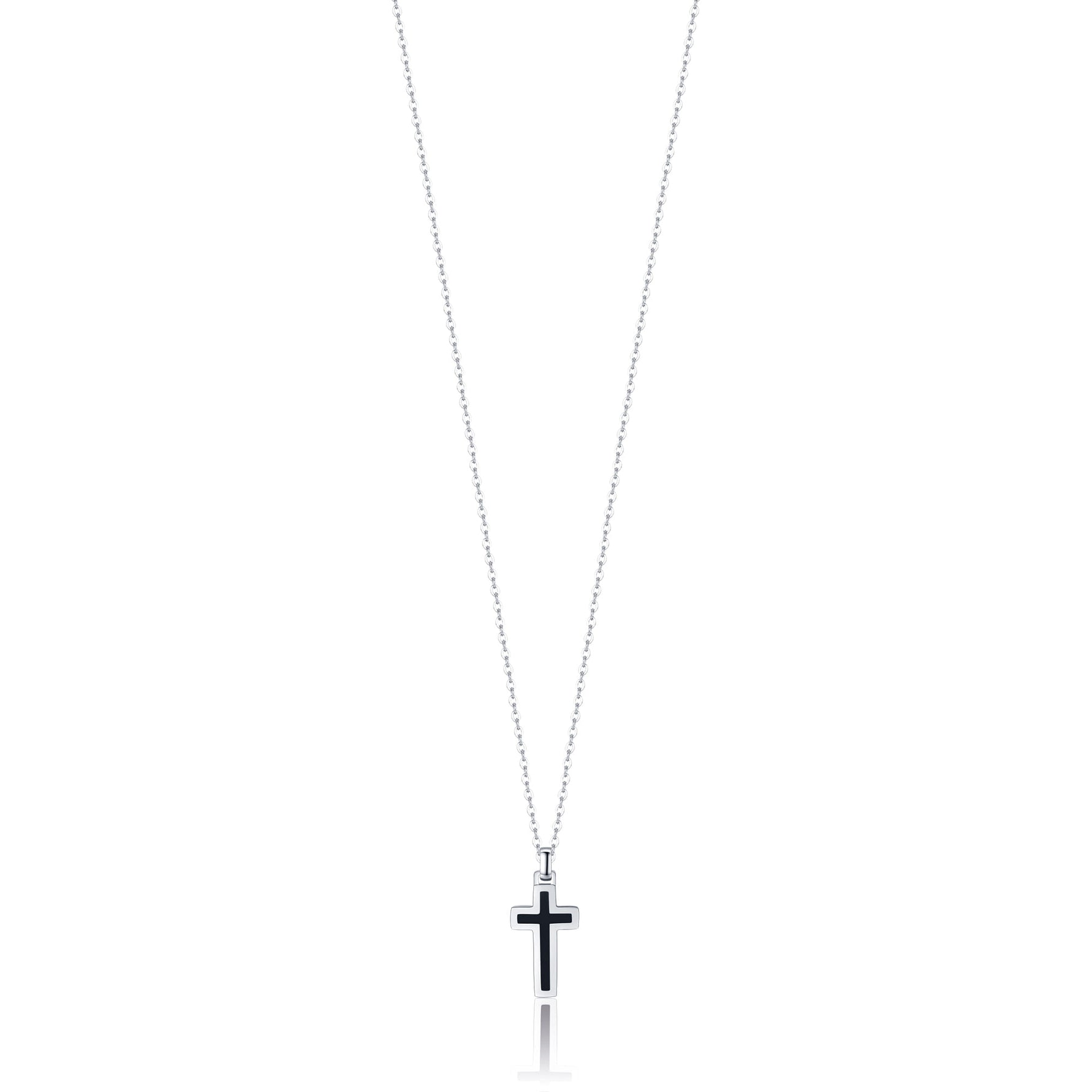 COLLANA DA UOMO IN ACCIAIO CON CROCE NERO