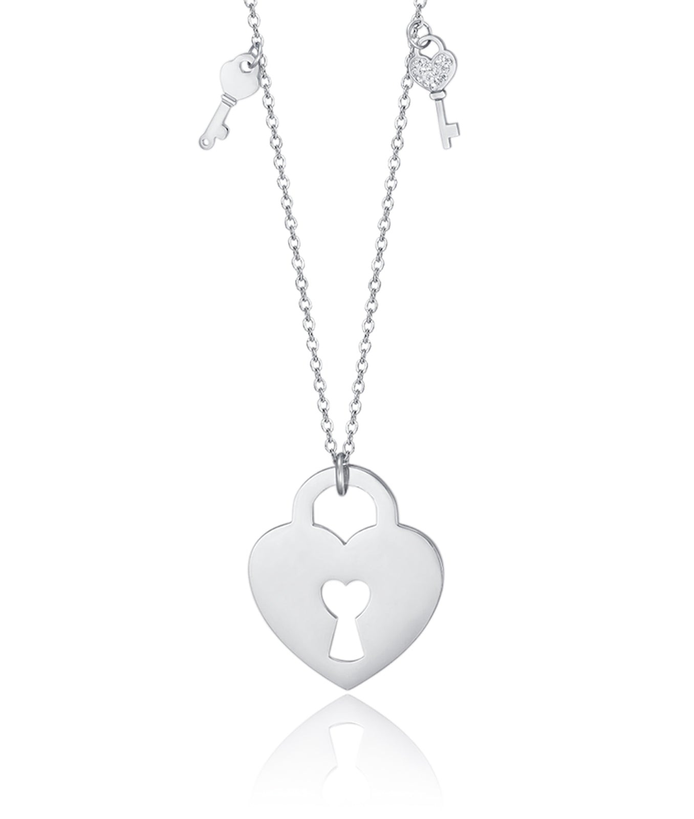 COLLANA IN ACCIAIO CON CUORE LUCCHETTO CON CHIAVI