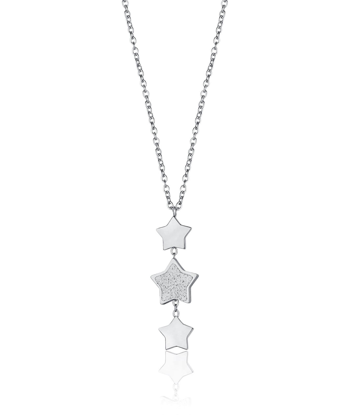 COLLANA IN ACCIAIO CON STELLE CON GLITTER BIANCO