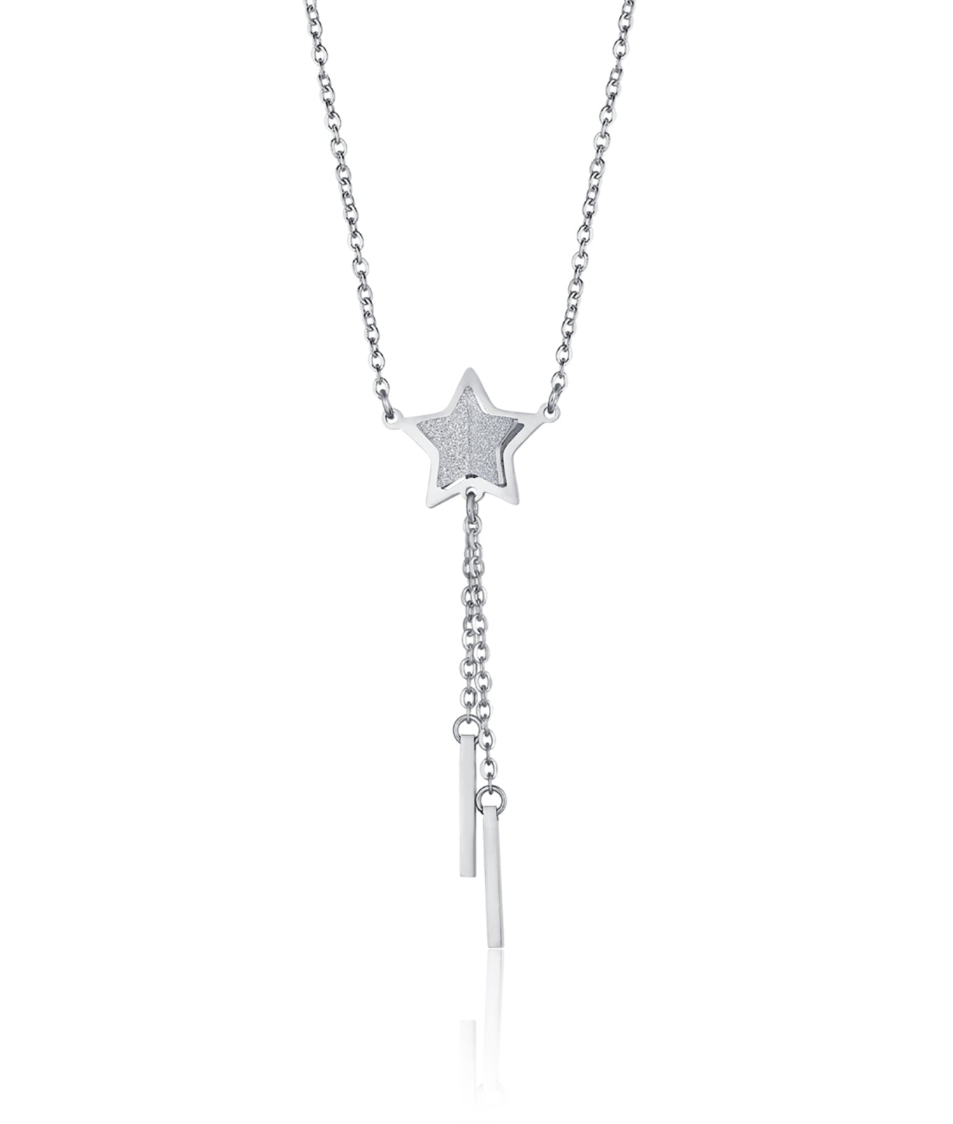 COLLANA IN ACCIAIO CON STELLA E GLITTER BIANCO