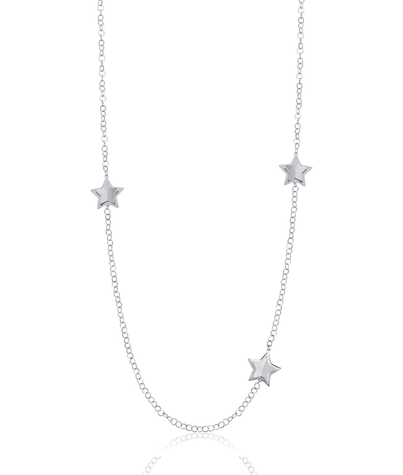 COLLANA IN ACCIAIO CON STELLE E GLITTER BIANCO