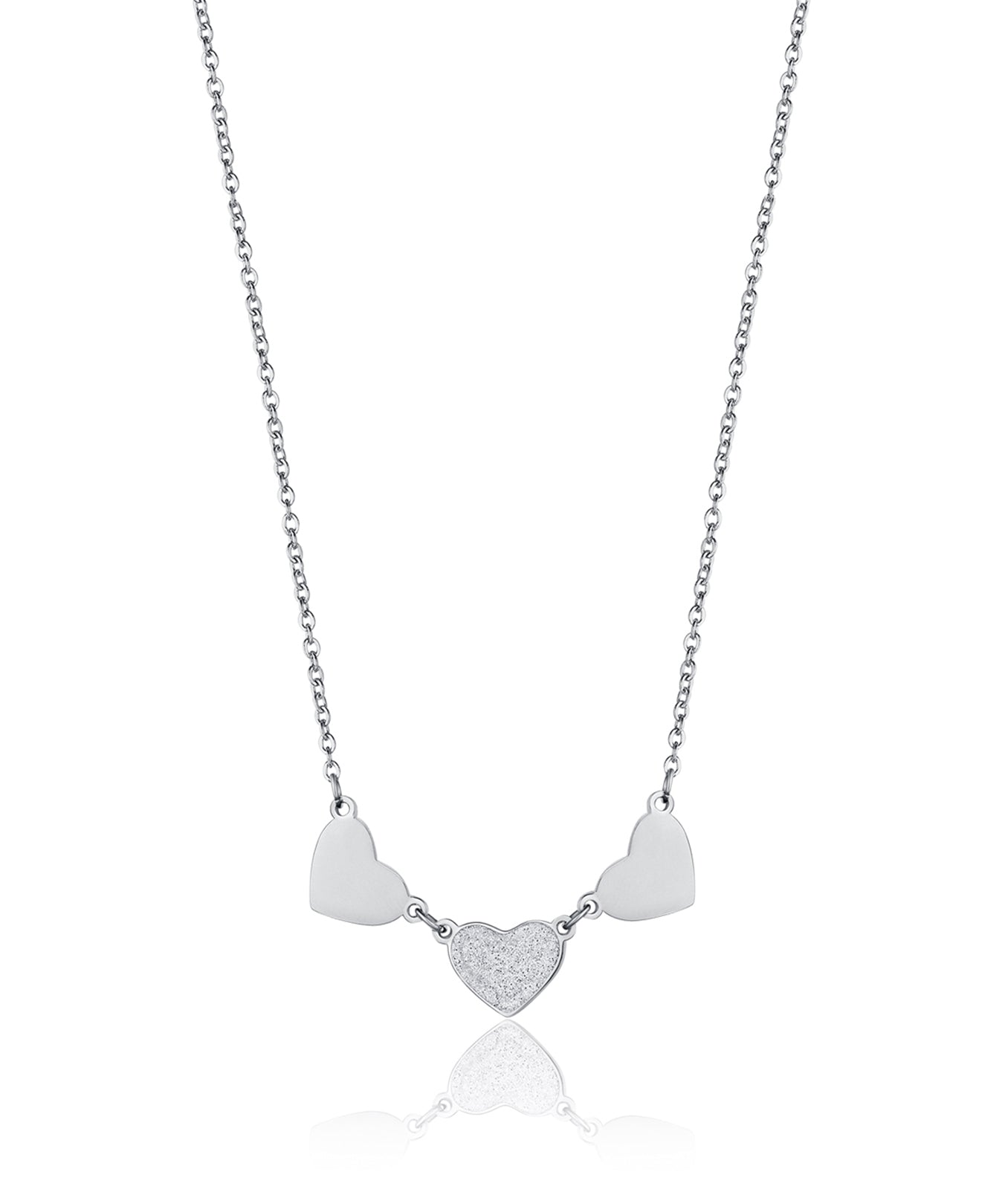 COLLANA IN ACCIAIO CON CUORI E GLITTER