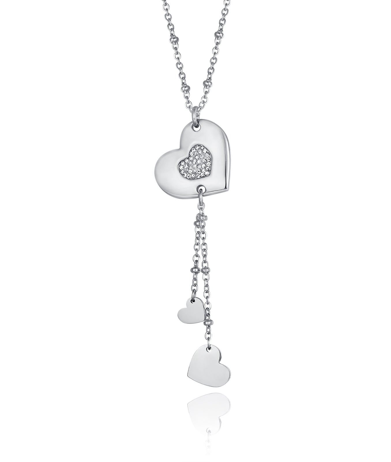 COLLANA IN ACCIAIO CON CUORE CON CRISTALLI BIANCHI