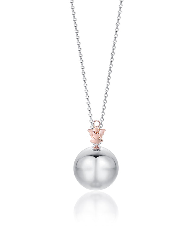 COLLANA IN ACCIAIO CIONDOLO IN METALLO CON ANGELO IP ROSE