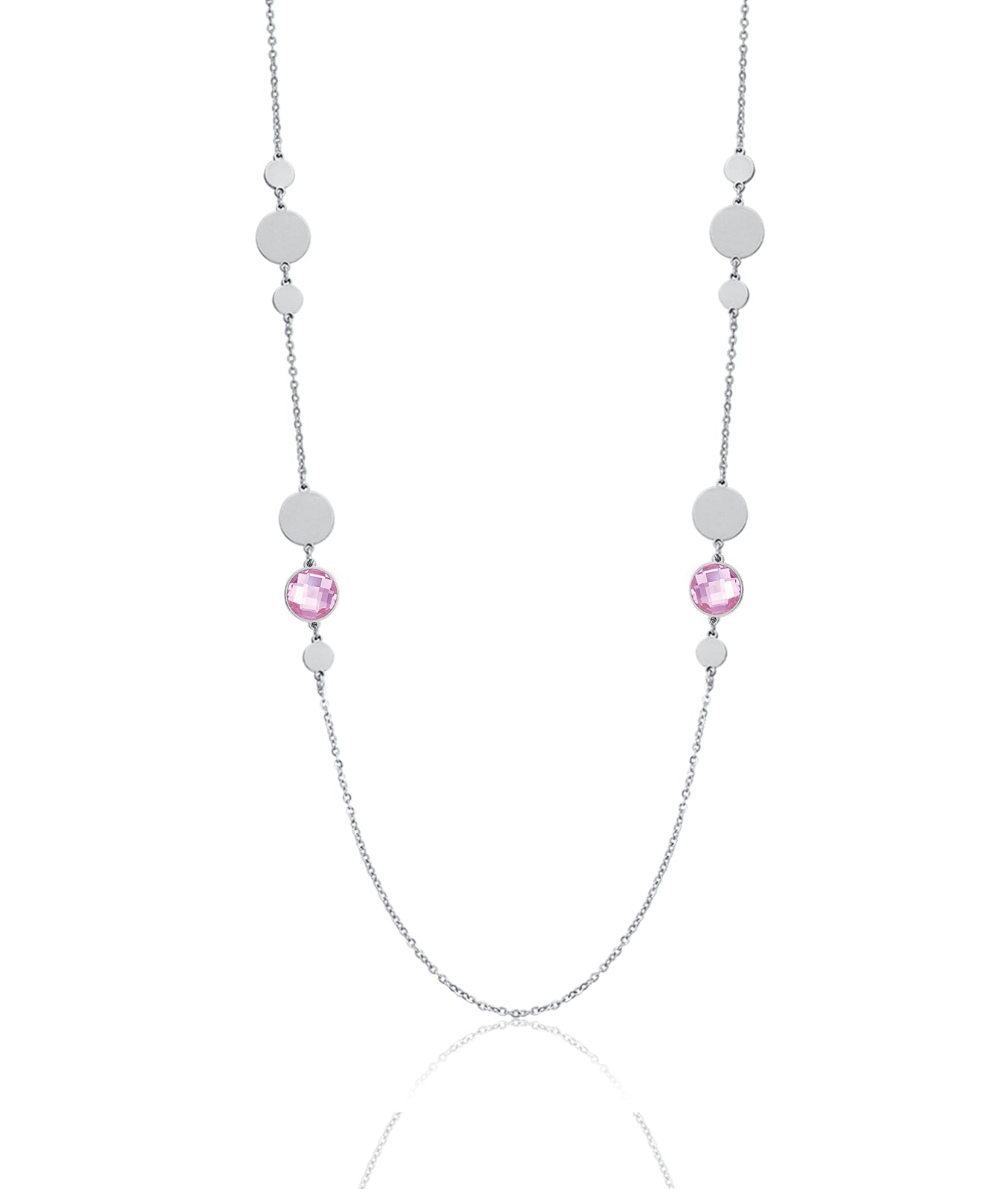 COLLANA IN ACCIAIO CON PIETRE ROSA