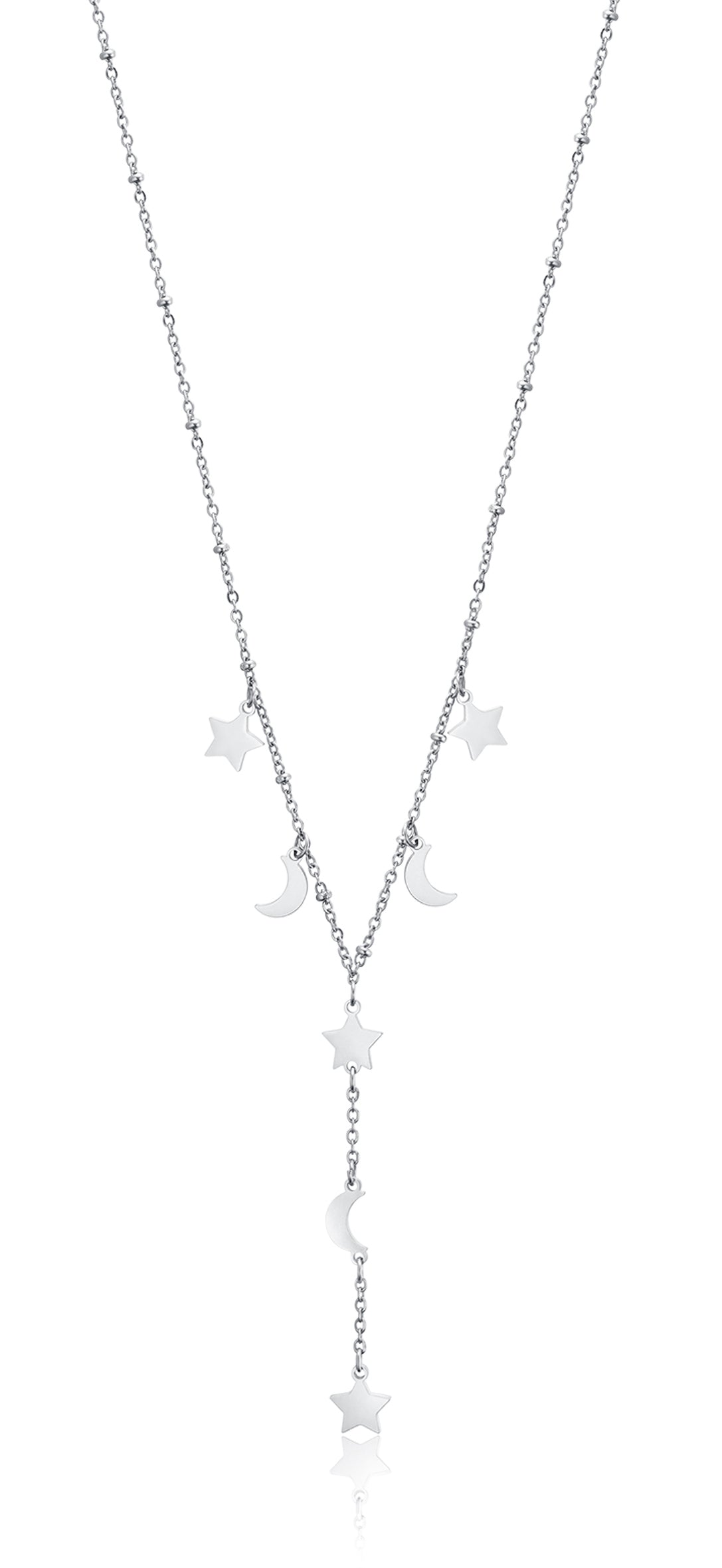 COLLANA IN ACCIAIO CON STELLE E LUNE