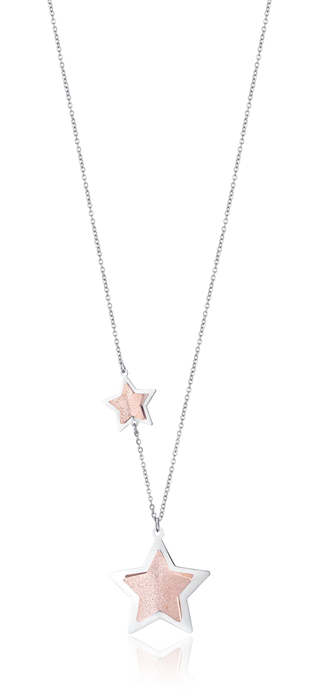 COLLANA IN ACCIAIO CON STELLE E GLITTER IP ROSE