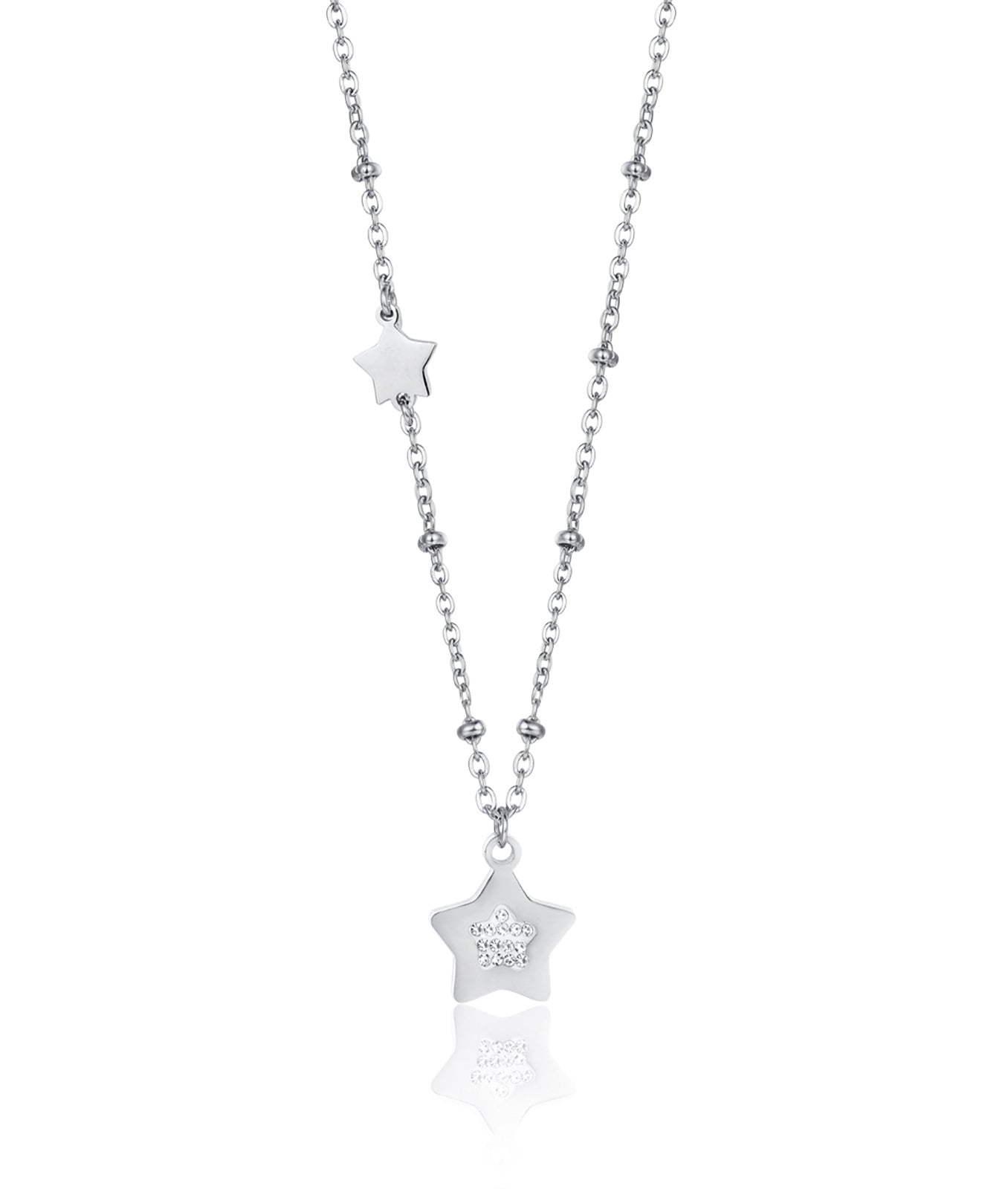 COLLANA IN ACCIAIO CON STELLE CON CRISTALLI BIANCHI