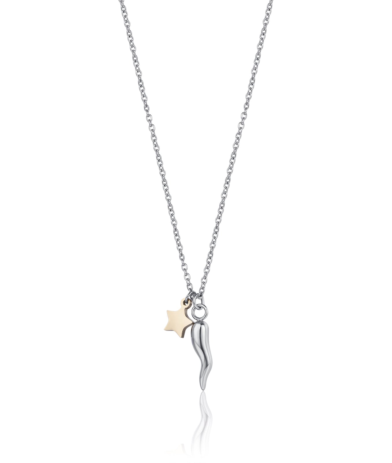 COLLANA IN ACCIAIO CON STELLA IN ACCIAIO IP GOLD E CORNO