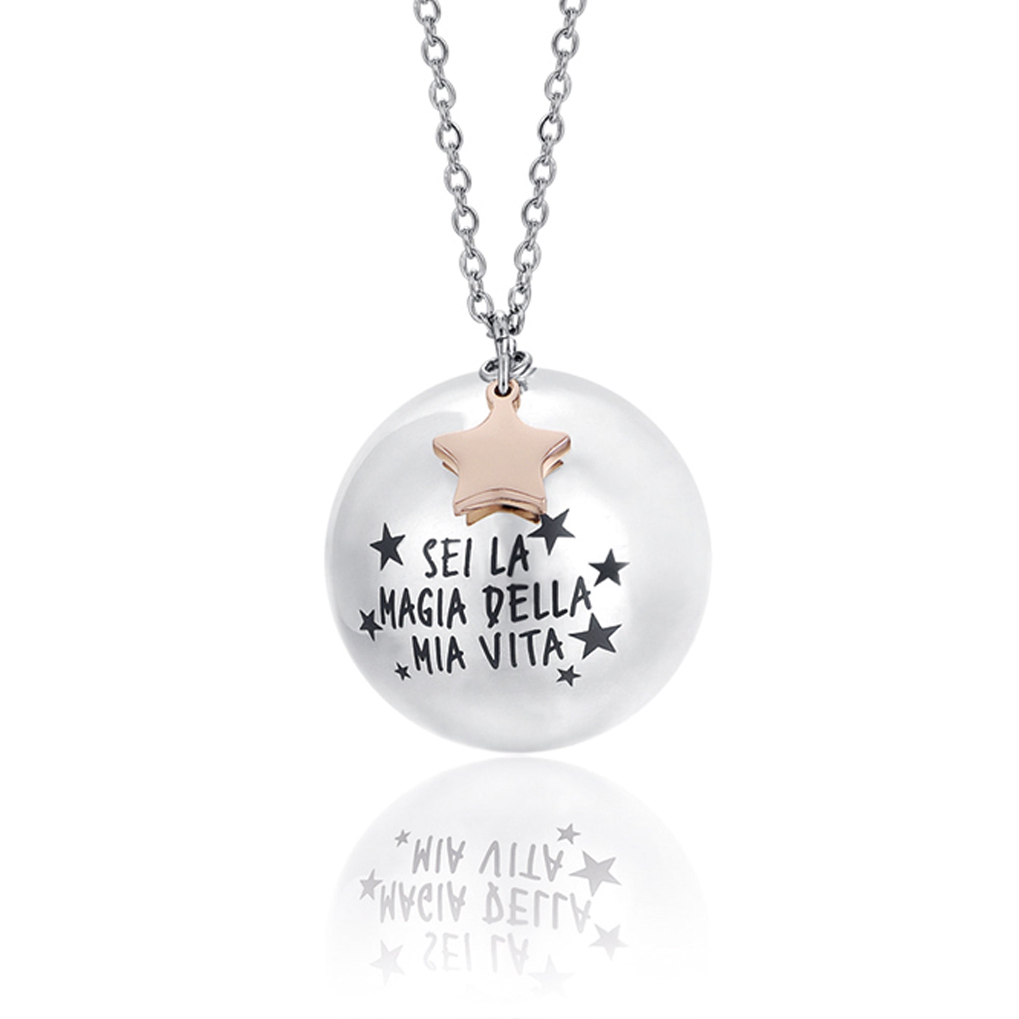 COLLANA CHIAMA ANGELI IN ACCIAIO,CIONDOLO IN METALLO SEI LA MAGIA DELLA MIA VITA