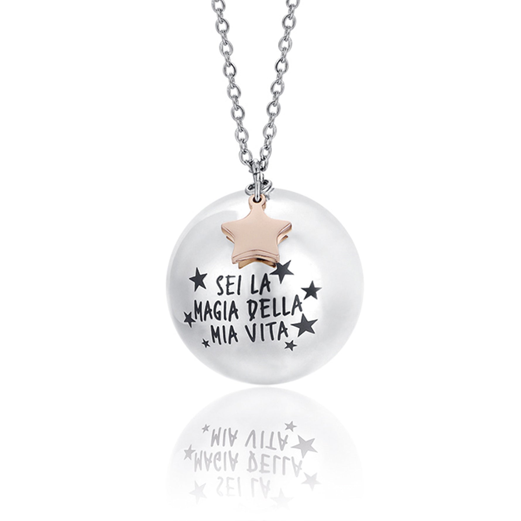 COLLANA CHIAMA ANGELI IN ACCIAIO,CIONDOLO IN METALLO SEI LA MAGIA DELLA MIA VITA