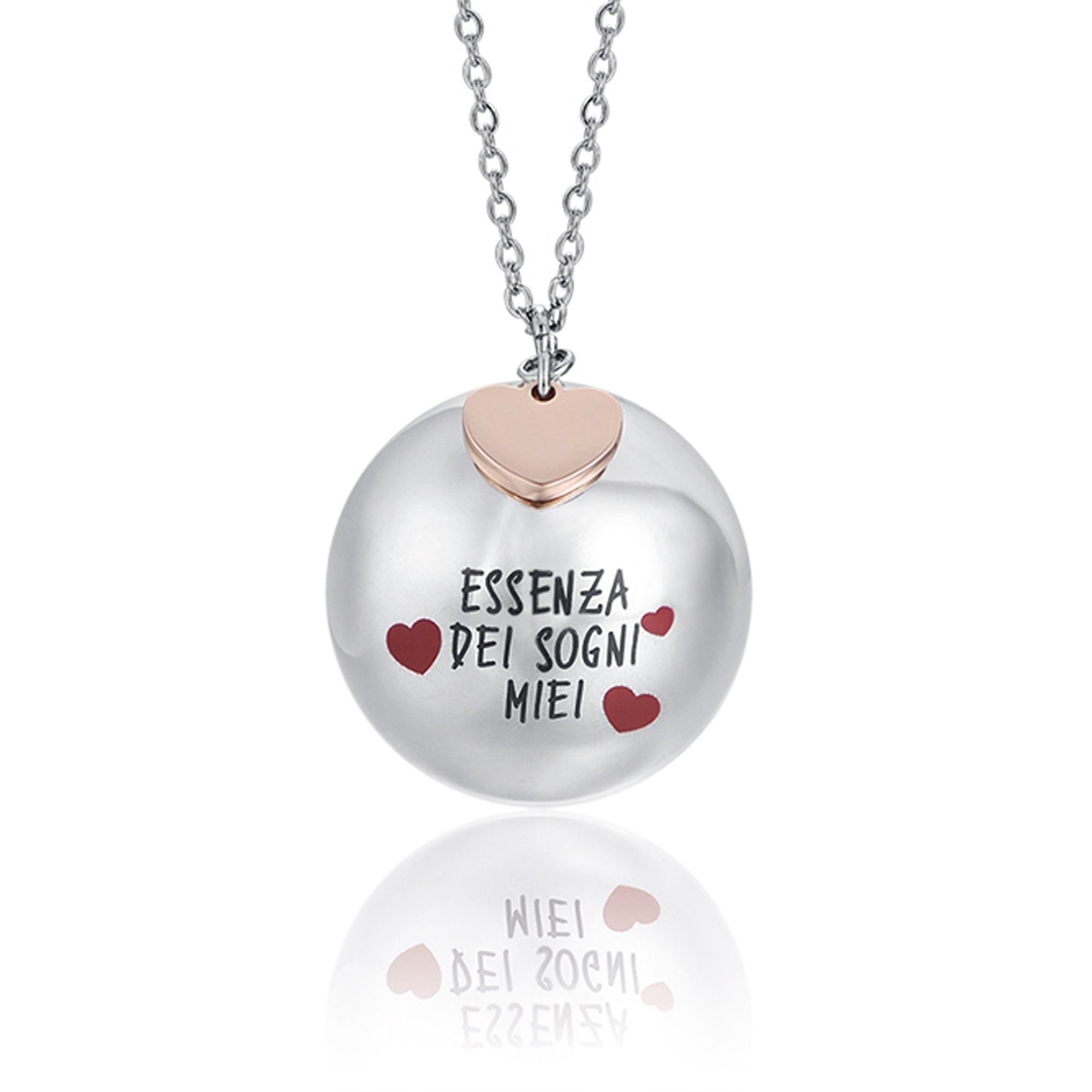 COLLANA CHIAMA ANGELI IN ACCIAIO,CIONDOLO IN METALLO ESSENZA DEI SOGNI MIEI