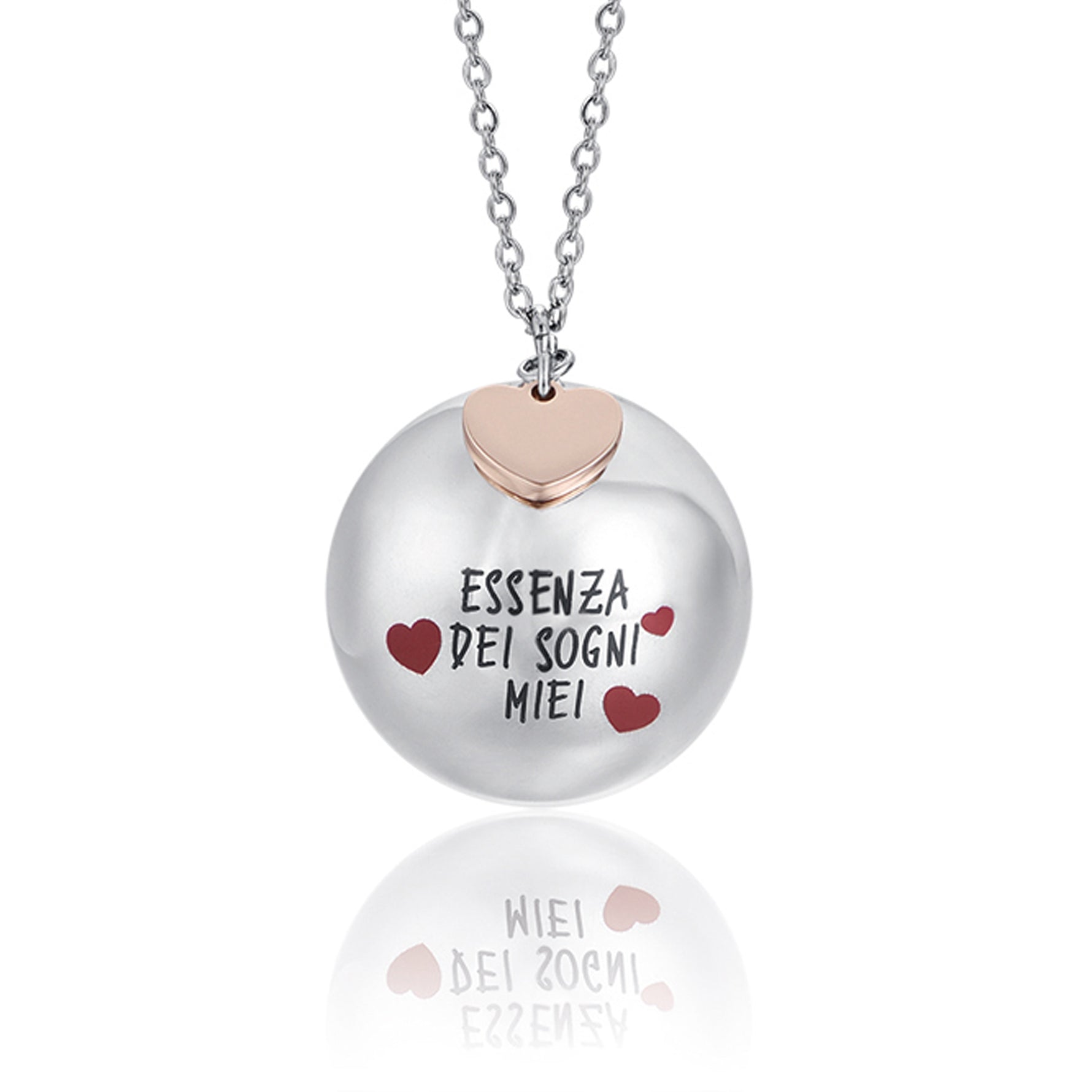 COLLANA CHIAMA ANGELI IN ACCIAIO,CIONDOLO IN METALLO ESSENZA DEI SOGNI MIEI