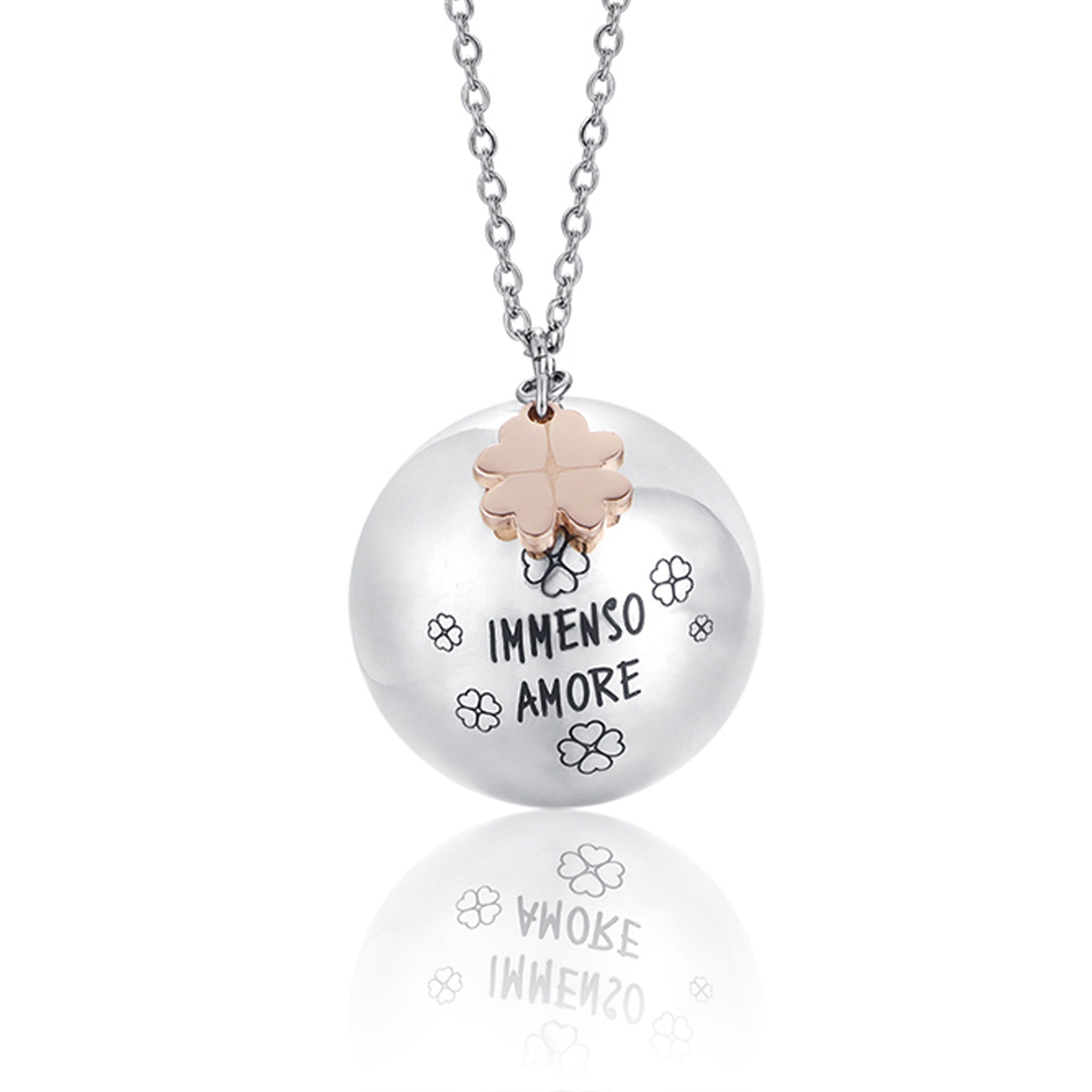 COLLANA CHIAMA ANGELI IN ACCIAIO,CIONDOLO IN METALLO IMMENSO AMORE