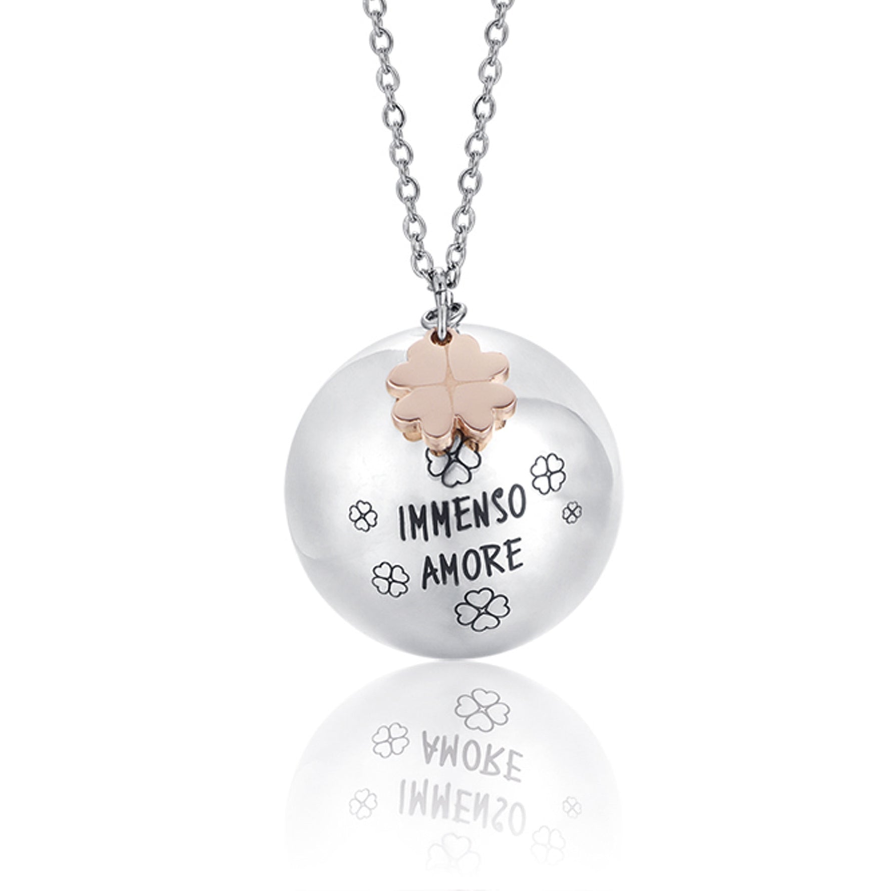 COLLANA CHIAMA ANGELI IN ACCIAIO,CIONDOLO IN METALLO IMMENSO AMORE