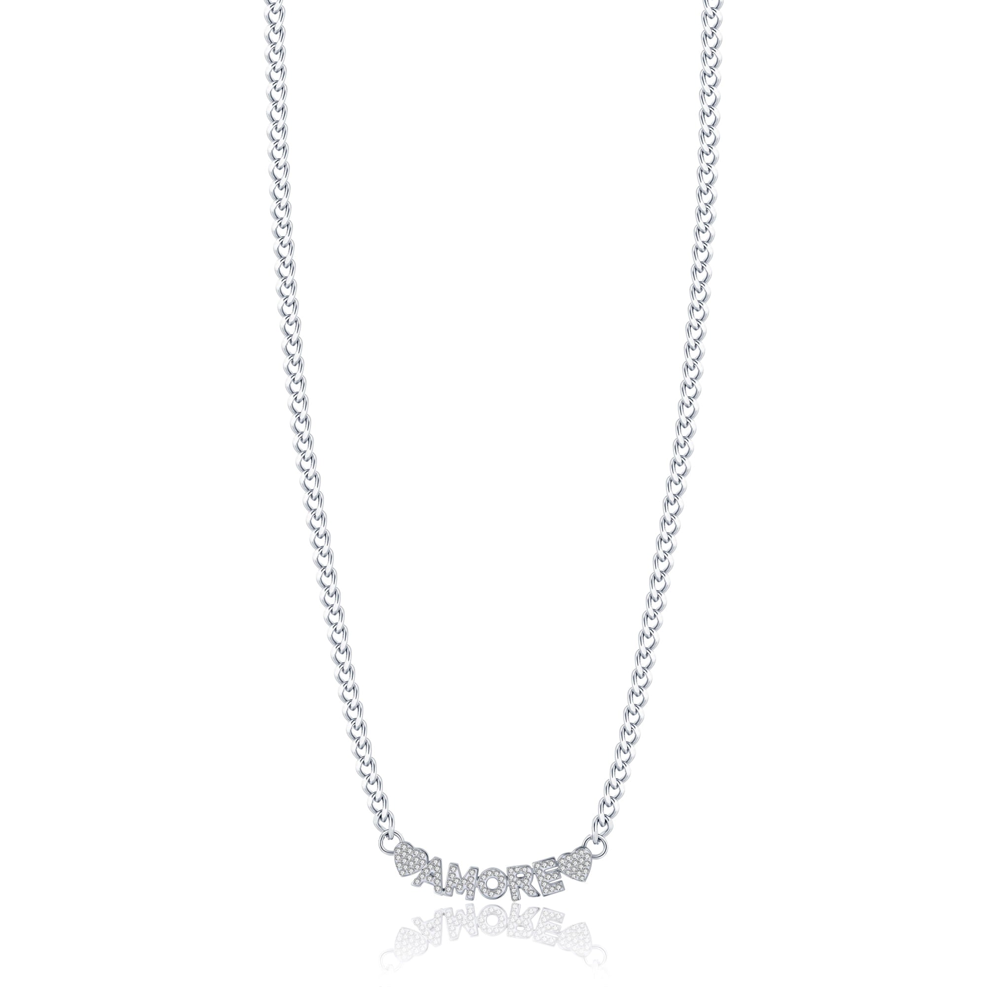COLLANA DA DONNA IN ACCIAIO AMORE CON CRISTALLI BIANCHI